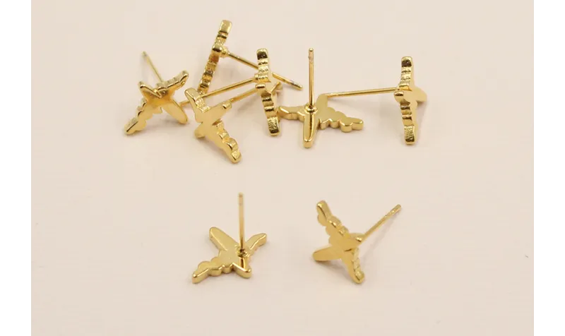 Perno Acero Inoxidable Latido Corazón 13*9mm Oro / Base Pendientes 