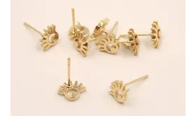 Perno Acero Inoxidable Ojo estañas 10*8mm Oro / Base Pendientes