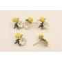 Perno Flor + hoja 19*15  Blanco, verde y amarillo / Base Pendientes 