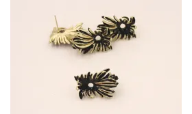 Perno Nenufar Dorado Mate 25*13mm Negro / Base Pendientes 