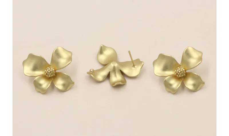 Perno Flor 27*24 Dorado Mate / Base Pendientes 