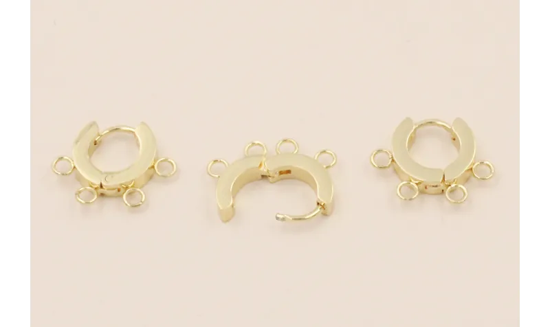 Stainless Steel: Aro Acero 12mm 4 anillas Oro / Base Pendientes 