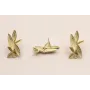 Perno conjunto Hojas 25*1*3mm Dorado Mate / Base Pendientes 