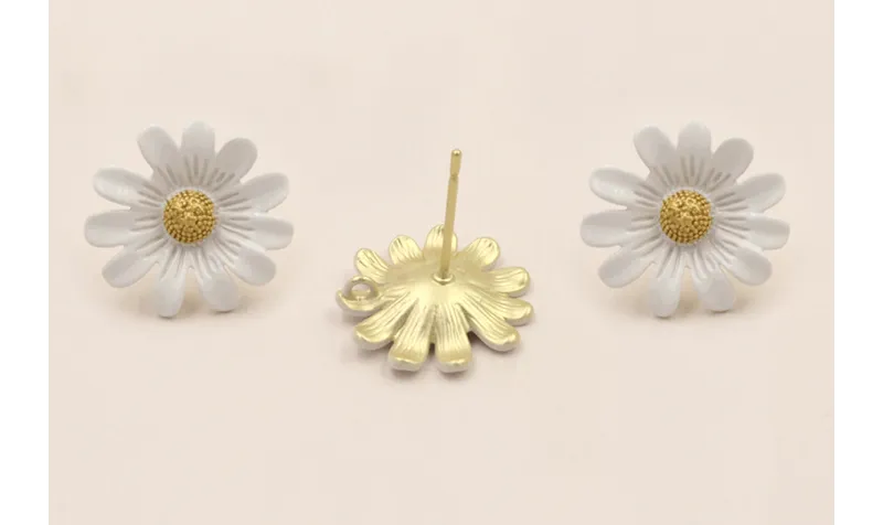Perno Margarita Blanca y amarilla 17mm diametro / Base Pendientes 