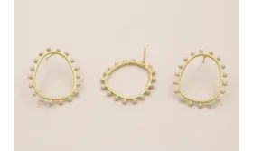 Pendiente Aro 26*22mm Bolas Beige / Base Pendientes