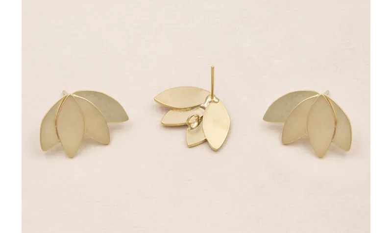 Pendiente Flor de Lotto 20*15mm Dorado Mate / Base Pendientes 
