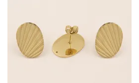 Pendiente Ala Ovalada 18*14mm Acero Inox. Baño Oro / Base Pendientes