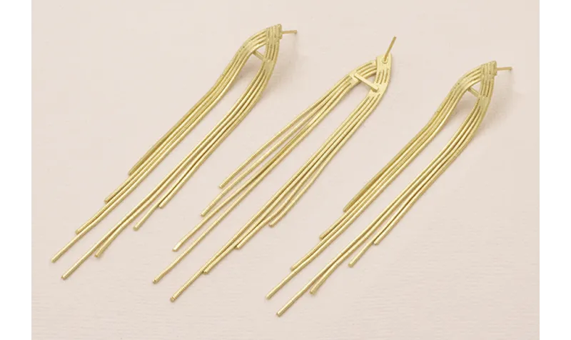 Pendiente Triangular Flecos 85*10mm dorado Mate / Base Pendientes 