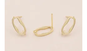 Perno Ovalo 11*6mm con anilla Oro / Base Pendientes 