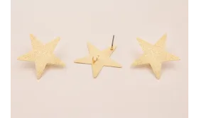 Perno Estrella satinada 30mm diámetro Oro Mate / Base Pendientes 