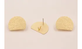 Perno semi disco satinado 25mm diámetro Oro Mate  / Base Pendientes 