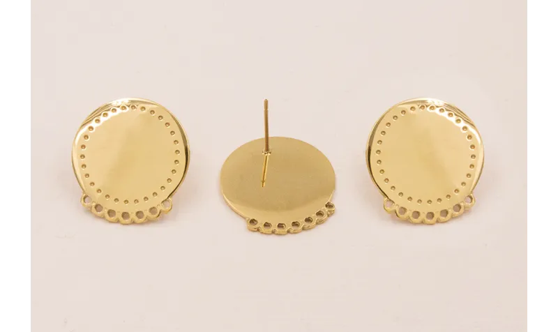 Perno Acero Disco de 20mm con 7 aros / Base Pendientes 
