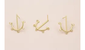 Perno Ancla 5 anillas 25*22mm Dorado Mate / Base Pendientes 