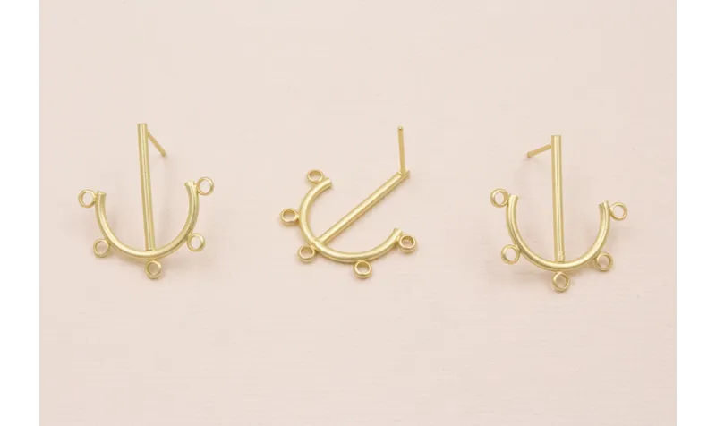 Perno Ancla 5 anillas 25*22mm Dorado Mate / Base Pendientes 