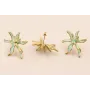 Pendiente Acero Inox. Flor Irregular 32*25 verde / Base Pendientes 