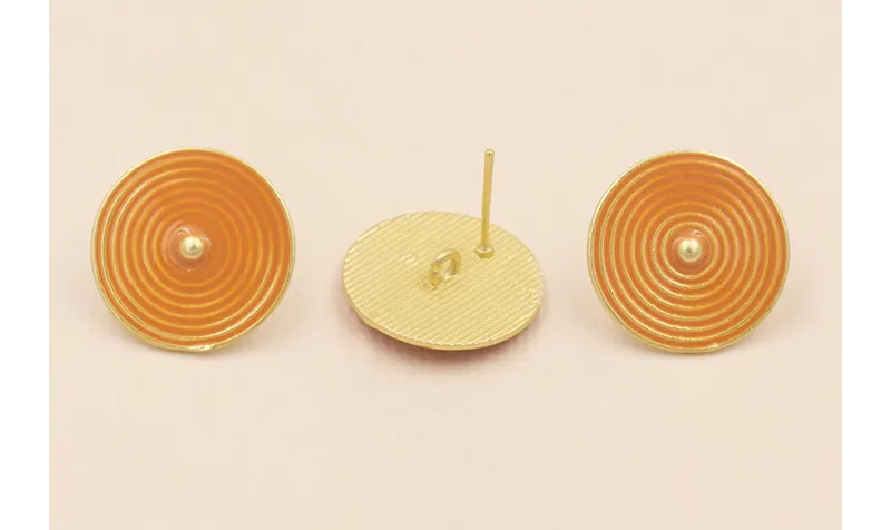 Pendiete Disco de 20mm Oro Mate Esmaltado Ocre / Base Pendientes 