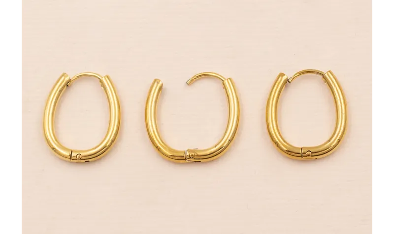 Pendiente Aro cerrado Acero Inox. 316L 18*12mm Oro