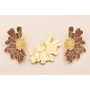 Pendiente Flor Oro Mate con Esmalte Marrón / Base Pendientes 