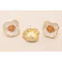 Pendiente Flor Esmalte Beige y marrón 27mm O. Mate / Base Pendientes 