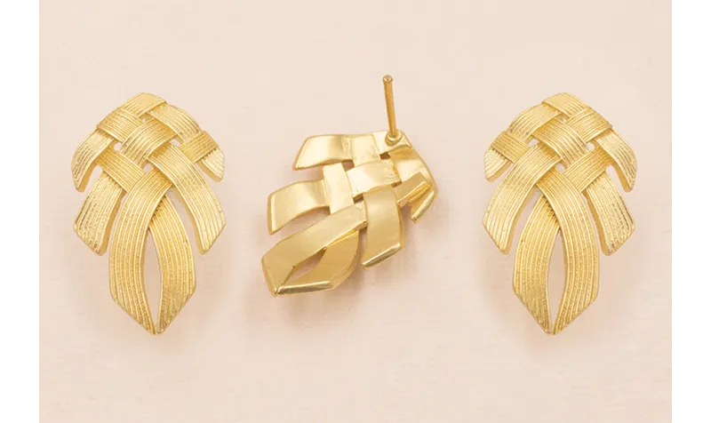 Pendiete Trenza 30*18mm Oro Mate