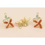 Pendiente Doble Flor 30*18 Oro Mate Turquesa Teja / Base Pendientes 