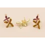 Pendiente Doble Flor 30*18 Mostaza y Cardenal / Base Pendientes 