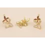 Pendiente Doble Flor 30*18 Mostaza y Beige / Base Pendientes 