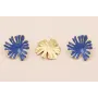 Pendiente Flor Oro Mate esmalte Azul 33mm diametro / Base Pendientes 