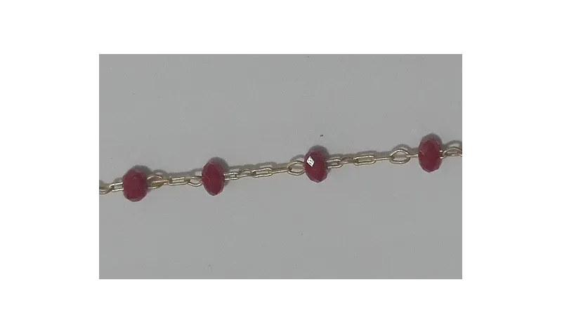 Cadena engarzada piedra 3*2 Roja