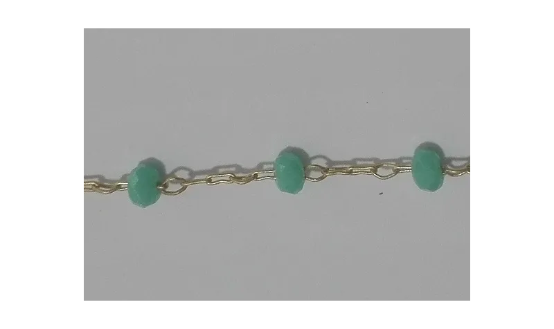Cadena engarzada piedra 3*2  Turquesa / Cadenas de Latón / Zamak