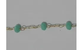 Cadena engarzada piedra 3*2  Turquesa / Cadenas de Latón / Zamak