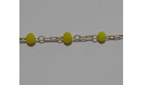 Cadena engarzada piedra 3*2 Amarilla / Cadenas de Latón / Zamak