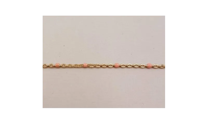 Cadena de 1,5mm oro mate con Microesmalte Rosa / Cadenas de Latón / Zamak