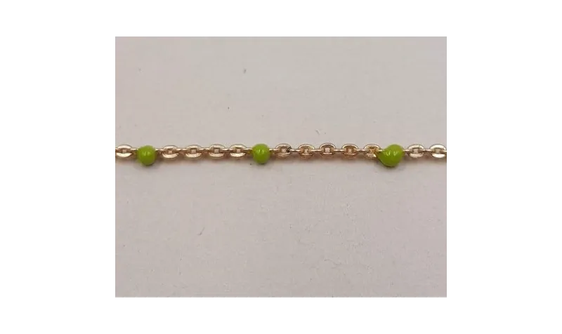 Cadena de 1,5mm oro mate con Microesmalte Verde / Cadenas de Latón / Zamak