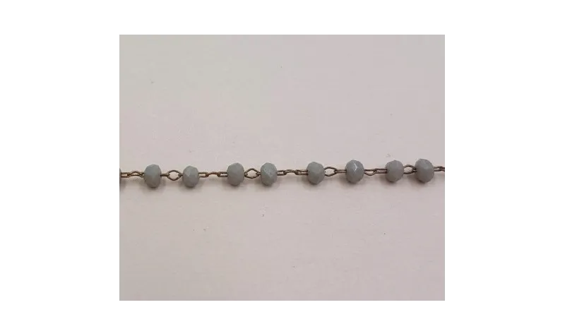 cadena engarzada cristales 2*3mm Gris / Cadenas de Latón / Zamak
