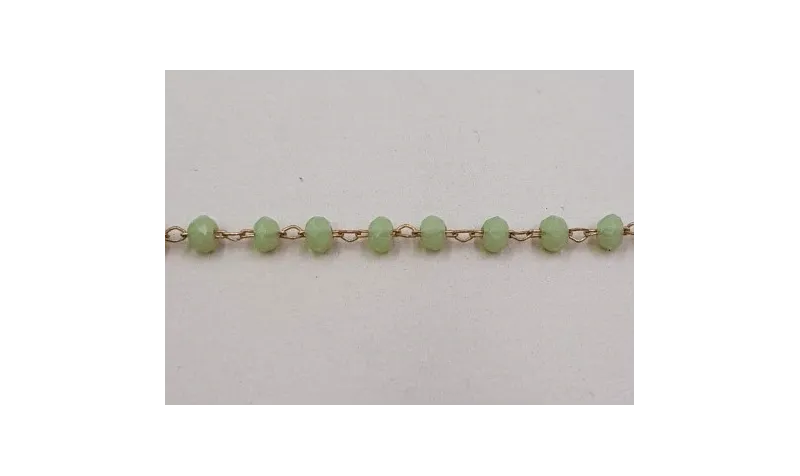 cadena engarzada cristales 2*3mm verde Opal / Cadenas de Latón / Zamak