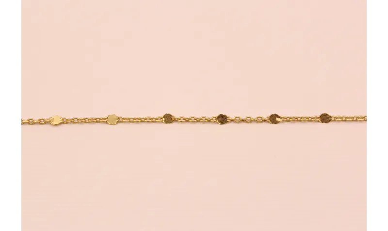 Cadena de 1mm con chapita de 2mm Oro Mate / Cadenas de Latón / Zamak