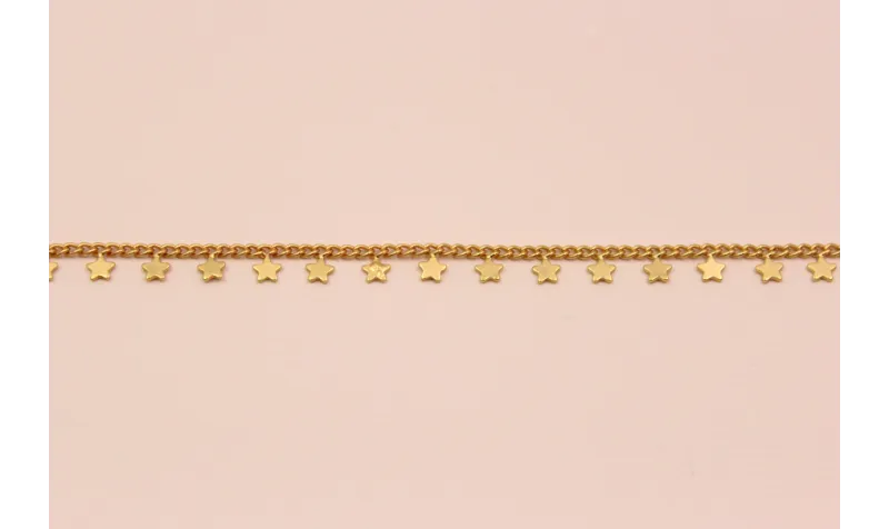 Cadena de 1,7mm con estrella de 3mm Oro Mate / Cadenas de Latón / Zamak