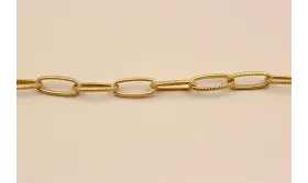 Caneda eslabón ovalado estriado 20*9*2mm Oro Mate / Cadenas de Latón / Zamak