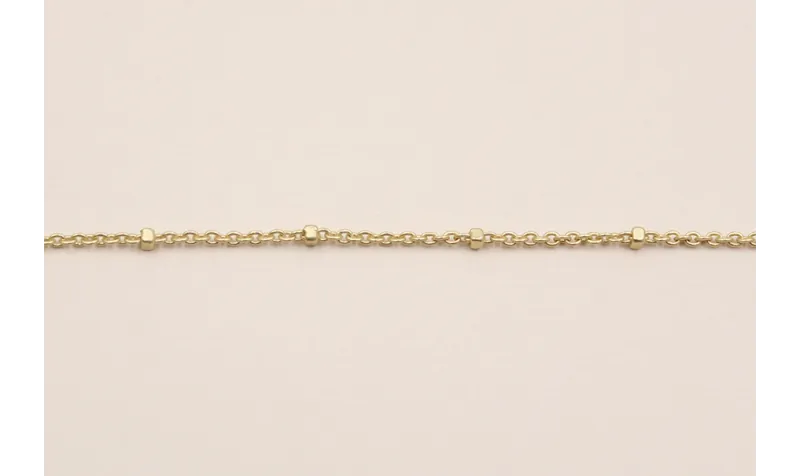 Cadena eslabón 1mm microbola de 1,5mm Dorado Mate Cadena eslabón 1mm microbola de 1,5mm Dorado Mate