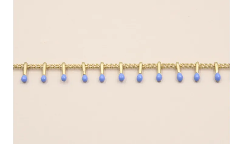 Cadena pivotes Azul vivo de 5mm en Oro Mate