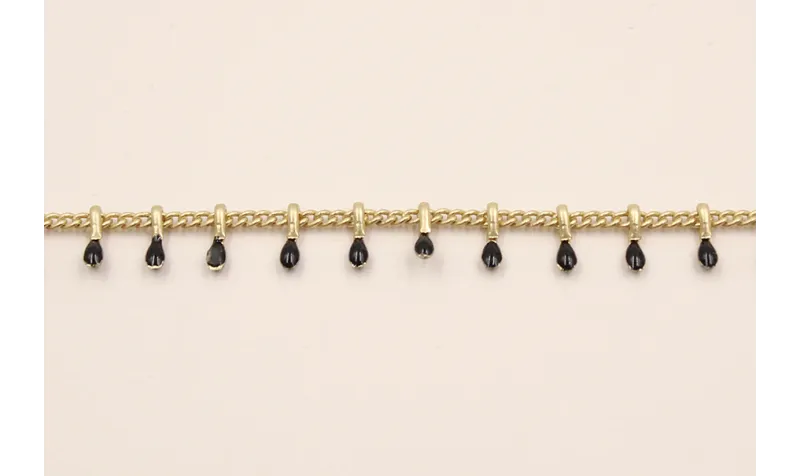 Cadena pivotes Negro de 5mm en Oro Mate / Cadenas de Latón / Zamak