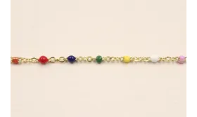 cadena Ac. Inoxidable 1mm Oro esmaltes multicolor / Cadenas de Acero Inoxidable