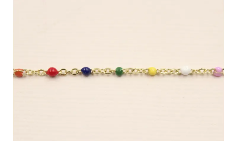 cadena Ac. Inoxidable 1mm Oro esmaltes multicolor / Cadenas de Acero Inoxidable