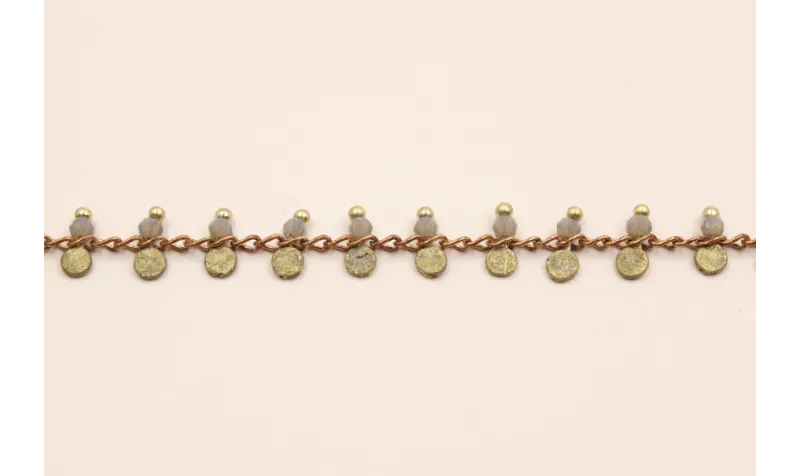 Cadena chapita latón 3mm con cristal Gris / Cadenas de Latón / Zamak