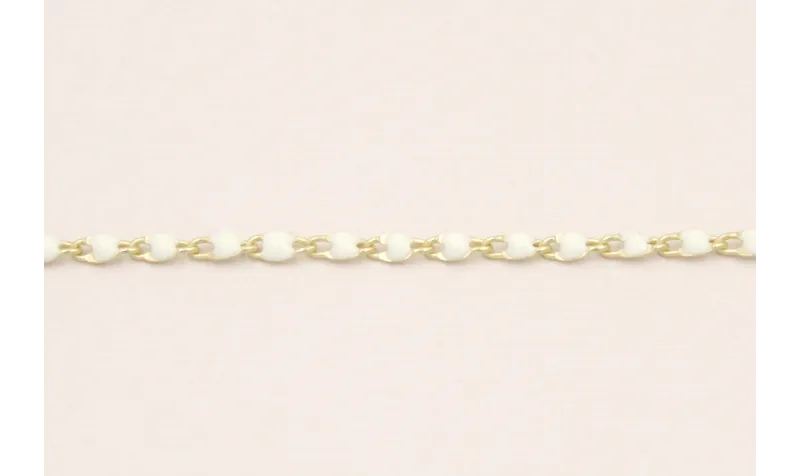 Cadena Oro Mate de 2mm con eslamte Blanco de 3mm