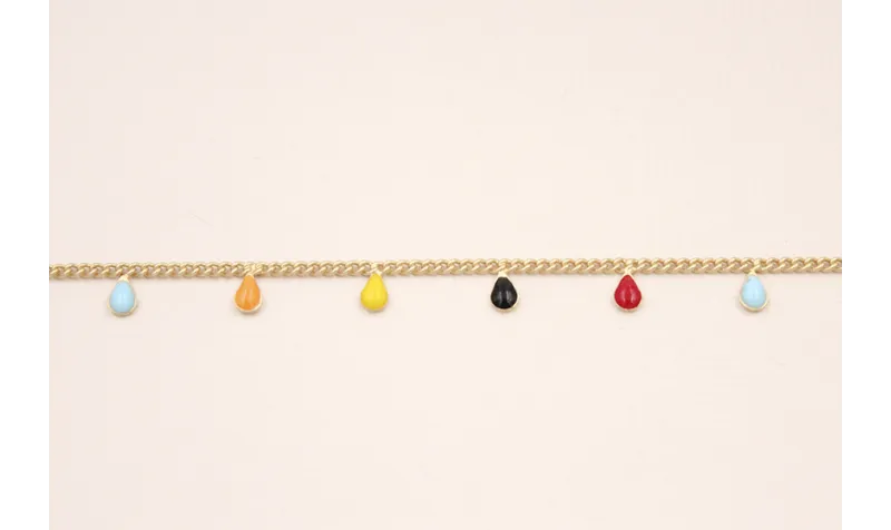 Cadena O.Mate 1mm con colgante esmalte colores 5mm