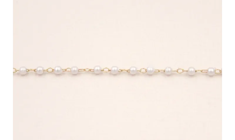 Cadena 1mm Dorado Mate con Microperla de 2mm Cadena 1mm Dorado Mate con Microperla de 2mm