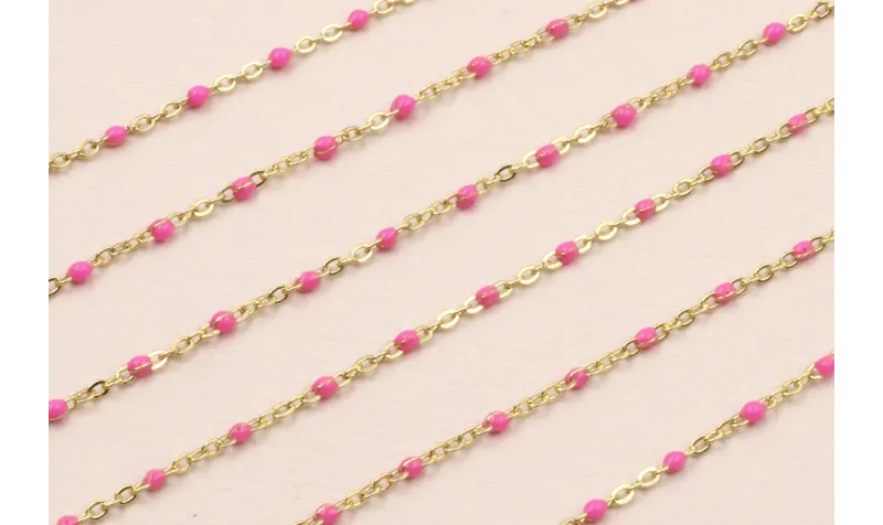 Stainless Steel: Cadena Acero eslabón 1mm Fucsia / Cadenas de Acero Inoxidable