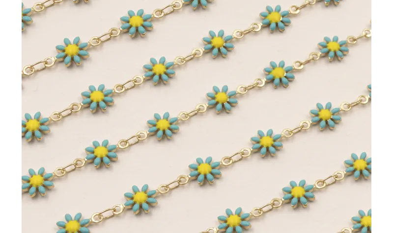 Cadena Marganitas 6mm diametro Turquesa + Amarillo